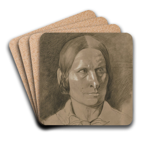 Kopf einer Frau in Vorderansicht, den Blick nach rechts gerichtet by Victor Mller Art Drink Coaster set