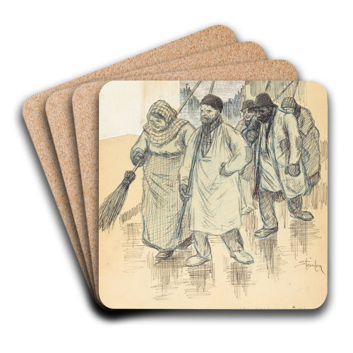 Sweepers by Thophile Alexandre Steinlen Art Drink Coaster set