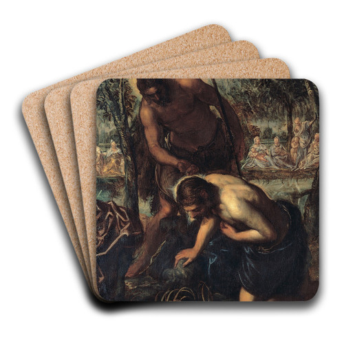 The Baptism of Christ by Jacopo Tintoretto Art Drink Coaster set