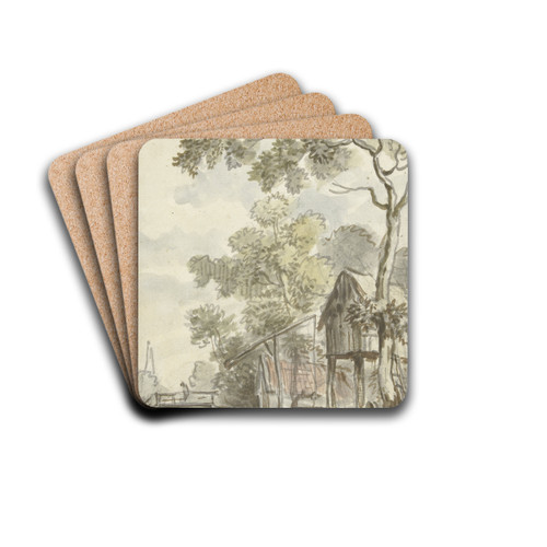 Ontwerp voor behangselschildering met Hollands landschap by Jurriaan Andriessen Drink Coasters - set of 4