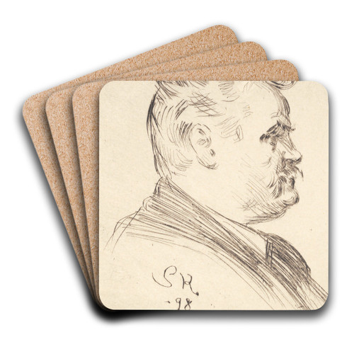 Portrt af Carl Locher, profil by Peder Severin Kryer Art Drink Coaster set