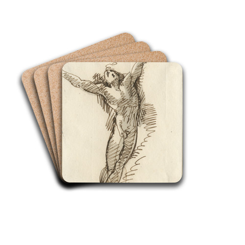 Mannelijk naakt m. gespreide armen (Christus gekruisigd) by David Humbert de Superville Drink Coasters - set of 4 Mannelijk naakt m. gespreide armen (Christus gekruisigd) by David Humbert de Superville Drink Coasters - set of 4