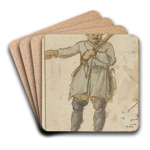 Ein Jger mit Gewehr und Pelzmtze by Hendrick Avercamp Art Drink Coaster set Ein Jger mit Gewehr und Pelzmtze by Hendrick Avercamp Art Drink Coaster set