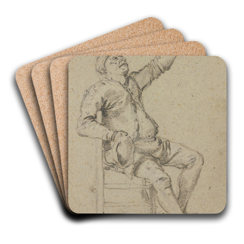 Sitting farmer by Klaes Molenaer Art Drink Coaster set