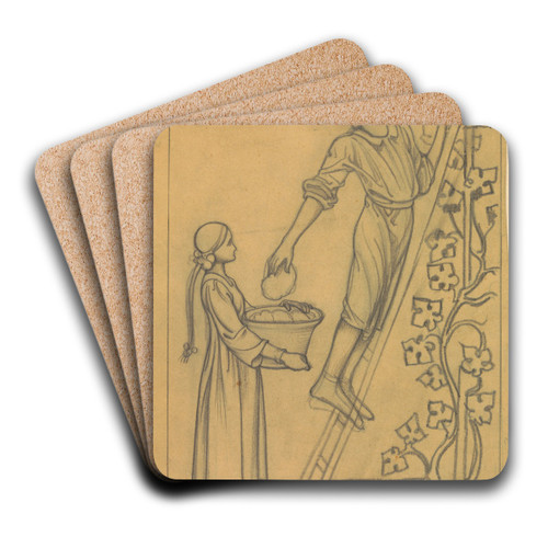 Ontwerp voor wandschildering in de Beurs van Berlage; druiven plukken by Antoon Derkinderen Art Drink Coaster set