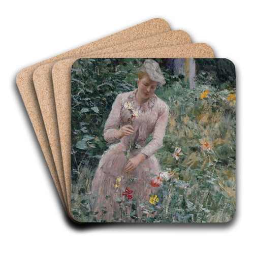 In The Garden by Emile Claus Art Drink Coaster set