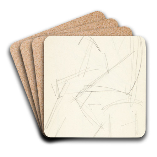 Siddende mandlig model, vendt mod venstre, med hnderne p knene by Edvard Weie Art Drink Coaster set