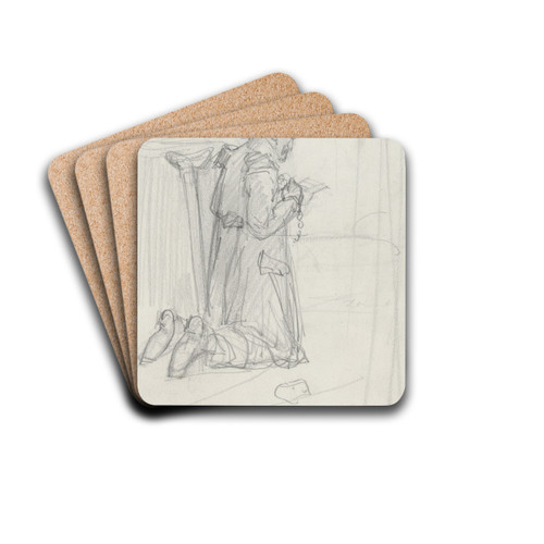 Knielende man, biddend in een kerk by August Alleb Drink Coasters - set of 4