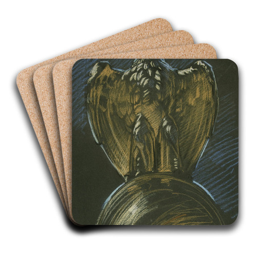 Study for the eagle column decoration in 'Apotheosis of Pennsylvania' mural at the state capitol building in Harrisburg, Pennsylvania by Edwin Austin Abbey Art Drink Coaster set