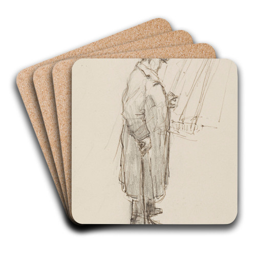 Homme de profil lisant des affiches by Georges Hugo Art Drink Coaster set