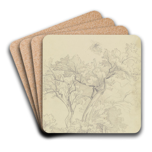 Trees near Olevano by August Lucas Art Drink Coaster set