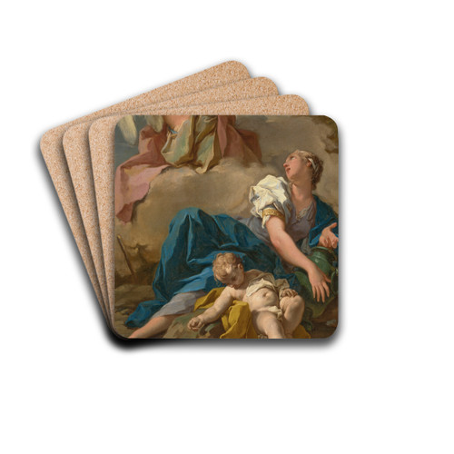 The Angel appearing to Hagar and Ishmael by Giovanni Battista Pittoni Drink Coasters - set of 4
