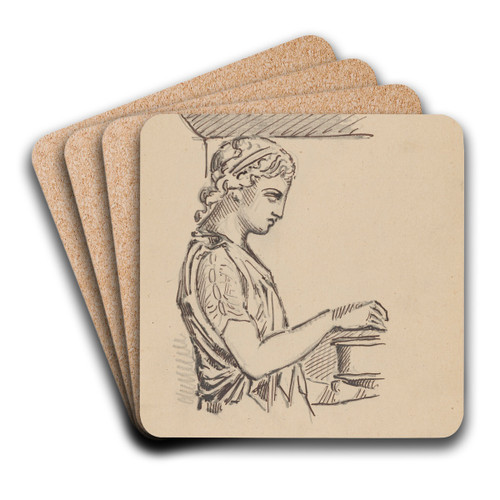 Drawing of Classical Bas-Relief; Portrait of a Young Woman by Stanisaw Wyspiaski Art Drink Coaster set