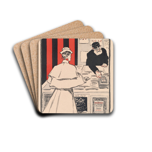 The Bookman, April by James Montgomery Flagg Drink Coasters - set of 4