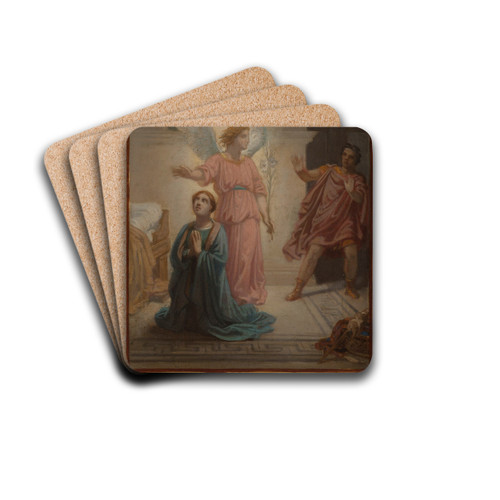 Maximien reculant  la vue de l'ange qui protge sainte Suzanne by Sbastien Norblin de la Gourdaine Drink Coasters - set of 4 Maximien reculant  la vue de l'ange qui protge sainte Suzanne by Sbastien Norblin de la Gourdaine Drink Coasters - set of 4
