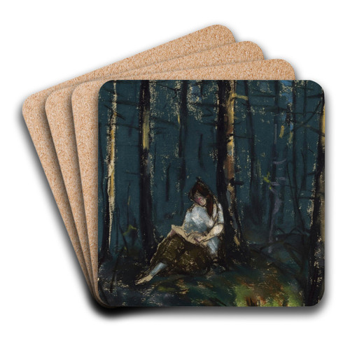 The Reader in the Forest by Robert Henri Art Drink Coaster set