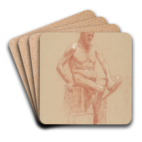 Study of a sitting male nude by Jozef Hanula Art Drink Coaster set