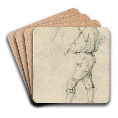Standing boy with an oboe, three heads by Floris Verster Art Drink Coaster set Standing boy with an oboe, three heads by Floris Verster Art Drink Coaster set