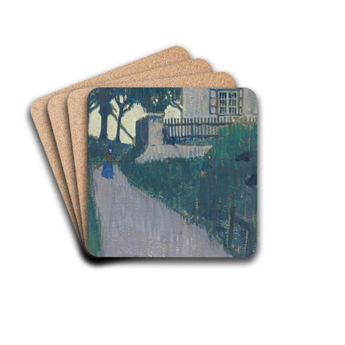 Landscape With House, Trees And Female Figure by Egon Schiele Drink Coasters - set of 4
