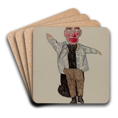 Blind Man Hand Puppet by David Ramage Art Drink Coaster set