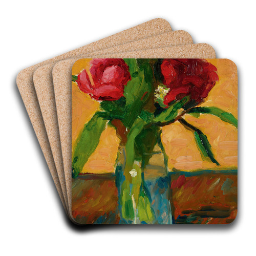 Pivoines Dans Un Vase De Verre And Paris, Rue Monge by Albert Marquet Art Drink Coaster set Pivoines Dans Un Vase De Verre And Paris, Rue Monge by Albert Marquet Art Drink Coaster set