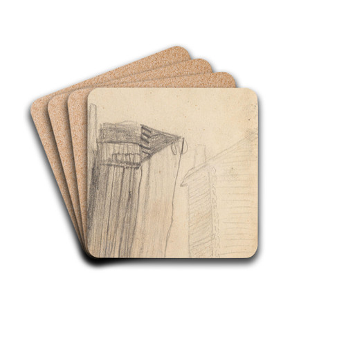 Laftede bygninger by Hans Gude Drink Coasters - set of 4