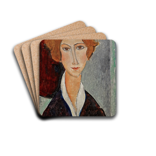 Portrait de femme by Amedeo Modigliani Drink Coasters - set of 4 Portrait de femme by Amedeo Modigliani Drink Coasters - set of 4
