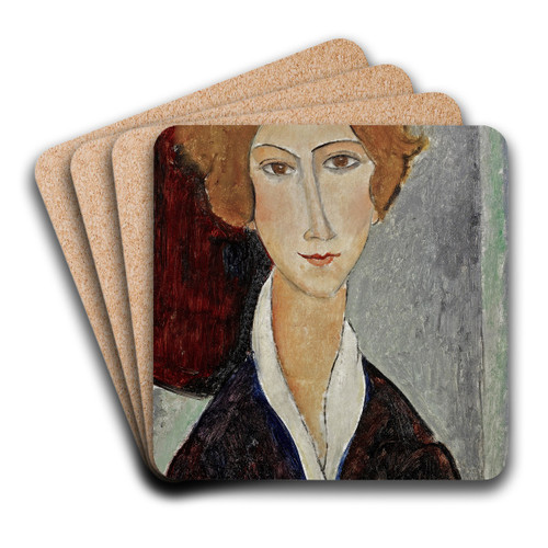 Portrait De Femme by Amedeo Modigliani Art Drink Coaster set Portrait De Femme by Amedeo Modigliani Art Drink Coaster set