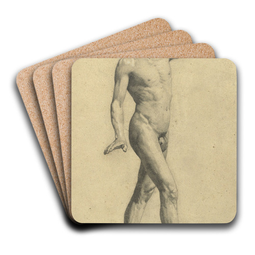 Mnnlicher Akademieakt in Bewegung by Gustav Klimt Art Drink Coaster set