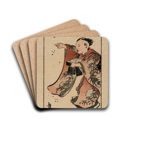 Casting Out Bad Luck by Helen Hyde Drink Coasters - set of 4 Casting Out Bad Luck by Helen Hyde Drink Coasters - set of 4