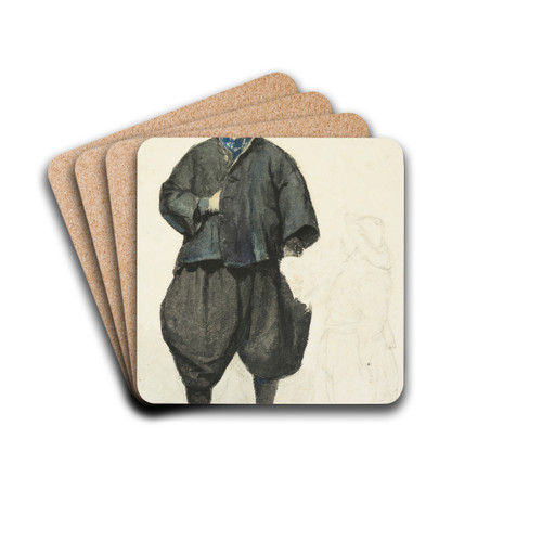 A man in Marken costume (Fisherman) by Petrus van der Velden Drink Coasters - set of 4