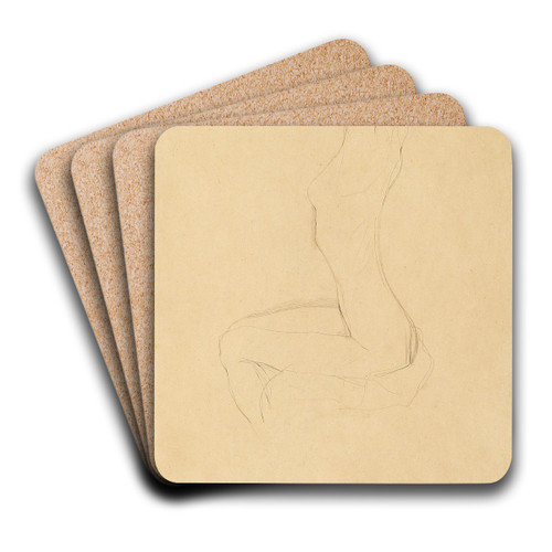 Sitting Girl Nude with Raised Arms by Gustav Klimt Art Drink Coaster set Sitting Girl Nude with Raised Arms by Gustav Klimt Art Drink Coaster set