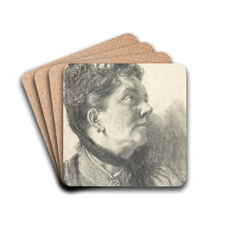 Woman with a Crushed Velvet Hat by Adolph von Menzel Drink Coasters - set of 4