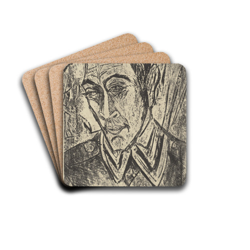 Portrt Hugo Biallowons by Ernst Ludwig Kirchner Drink Coasters - set of 4 Portrt Hugo Biallowons by Ernst Ludwig Kirchner Drink Coasters - set of 4