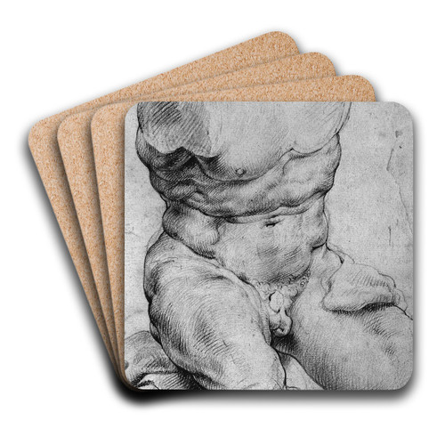 Torso. Belvedere. Front view of the antique sculpture. by Willem Panneels Art Drink Coaster set Torso. Belvedere. Front view of the antique sculpture. by Willem Panneels Art Drink Coaster set