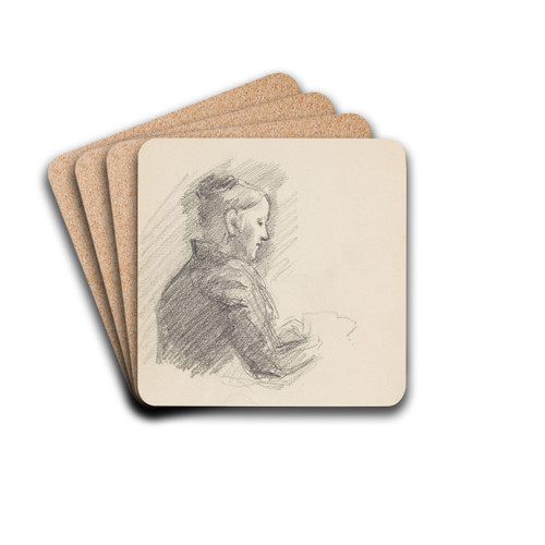 Kvinneportrett profil by Signe Scheel Drink Coasters - set of 4