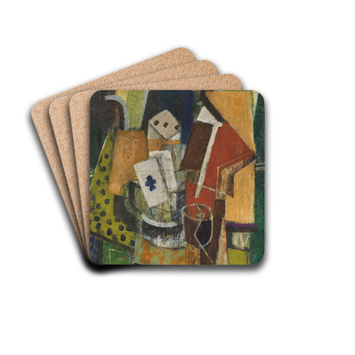 Nature morte  l'as de trfle by Louis Marcoussis Drink Coasters - set of 4 Nature morte  l'as de trfle by Louis Marcoussis Drink Coasters - set of 4