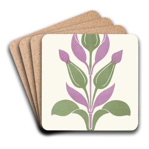 Agreeable Contrast of Plum-Violet and Sage-Green by James Ward Art Drink Coaster set