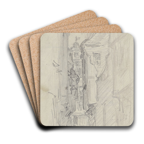 Blick durch die Goldhutgasse auf den Rmerberg by Anton Burger Art Drink Coaster set Blick durch die Goldhutgasse auf den Rmerberg by Anton Burger Art Drink Coaster set