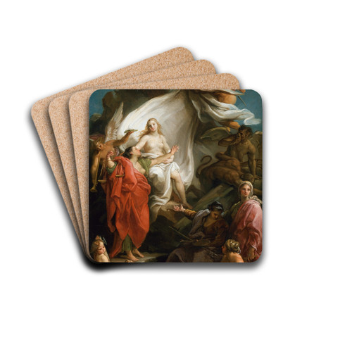 Time Unveiling Truth by Pompeo Batoni Drink Coasters - set of 4