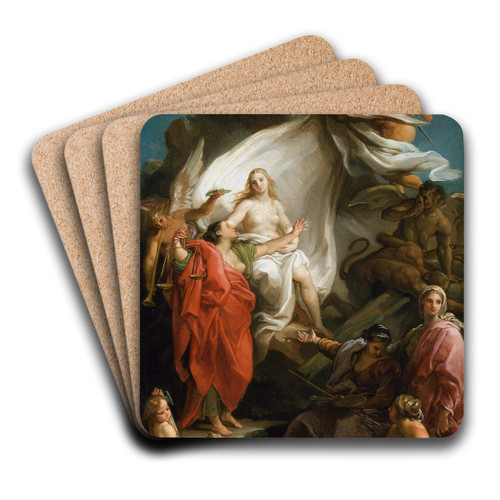Time Unveiling Truth by Pompeo Batoni Art Drink Coaster set