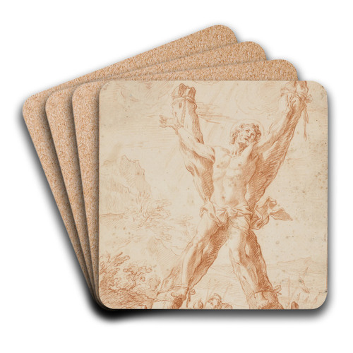 Den hellige Andreas' korsfstelse eller den hellige Pantaleon by Giuseppe Ghezzi Art Drink Coaster set