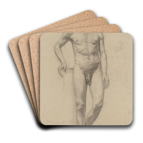 Staand mannelijk naakt, van voren gezien. by Jan Veth Art Drink Coaster set