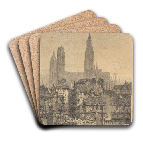 Rouen - Cathedrale Notre-Dame by Richard Parkes Bonington Art Drink Coaster set Rouen - Cathedrale Notre-Dame by Richard Parkes Bonington Art Drink Coaster set