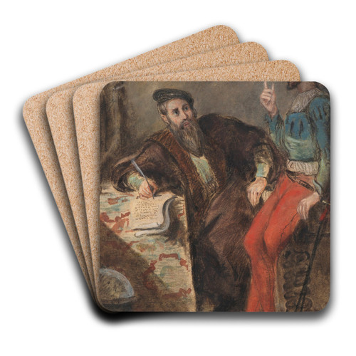 Mphistophls apparaissant  Faust by Eugne Delacroix Art Drink Coaster set Mphistophls apparaissant  Faust by Eugne Delacroix Art Drink Coaster set