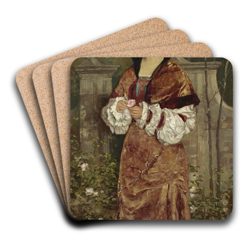 Portrait of a lady in the garden by Stefan Bakaowicz Art Drink Coaster set