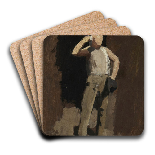 Boy in Brown, study for The Ironworkers' Noontime by Thomas Anshutz Art Drink Coaster set