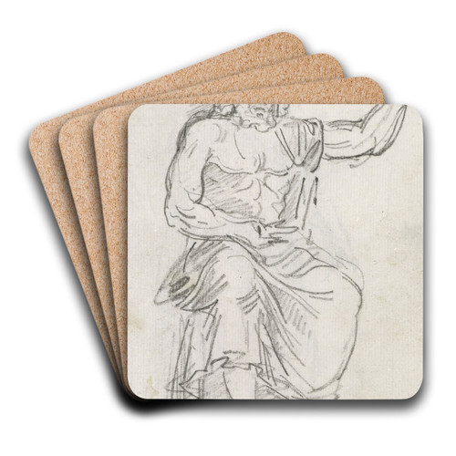 Statue of Jupiter, Seated (recto) by Hubert Robert Art Drink Coaster set