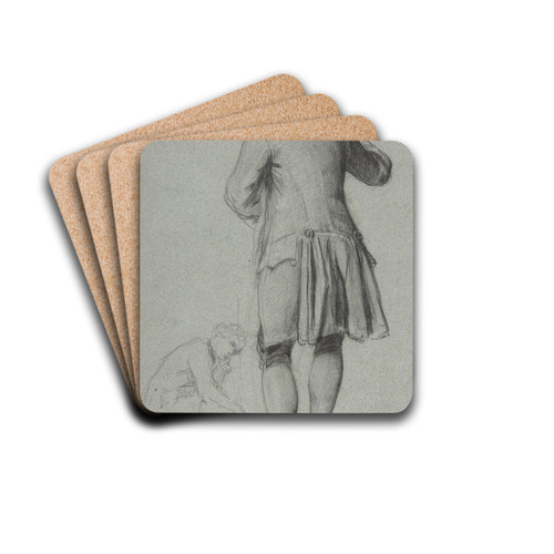 Study of a standing man knocking; sketch of a sitting man by Franois-Claudius Compte-Calix Drink Coasters - set of 4
