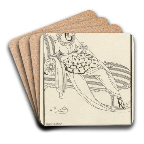 Journal des Dames et des Modes, Costumes Parisiens, 1914, No. 162 by Gerda Wegener Art Drink Coaster set